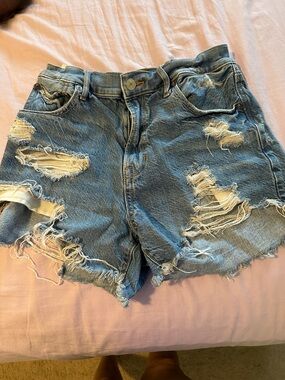 American Eagle Outfitters Distressed Light Blue Denim Shorts
